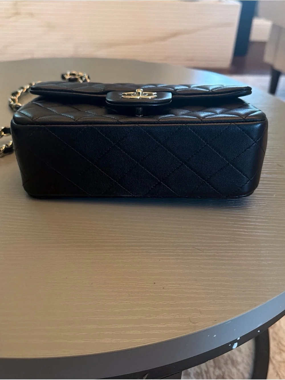 CHANEL Black Quilted Shoulder Bag with silver Hardware